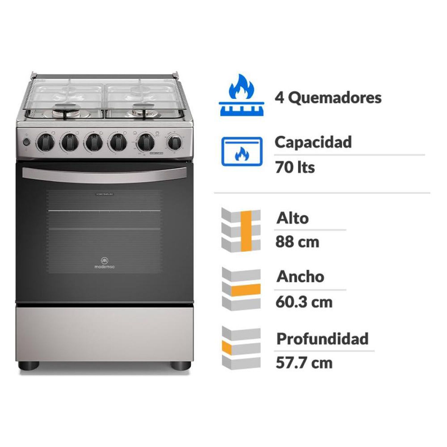 Cocina A Gas Mademsa Fm4tsc 4 Quemadores image number 1.0